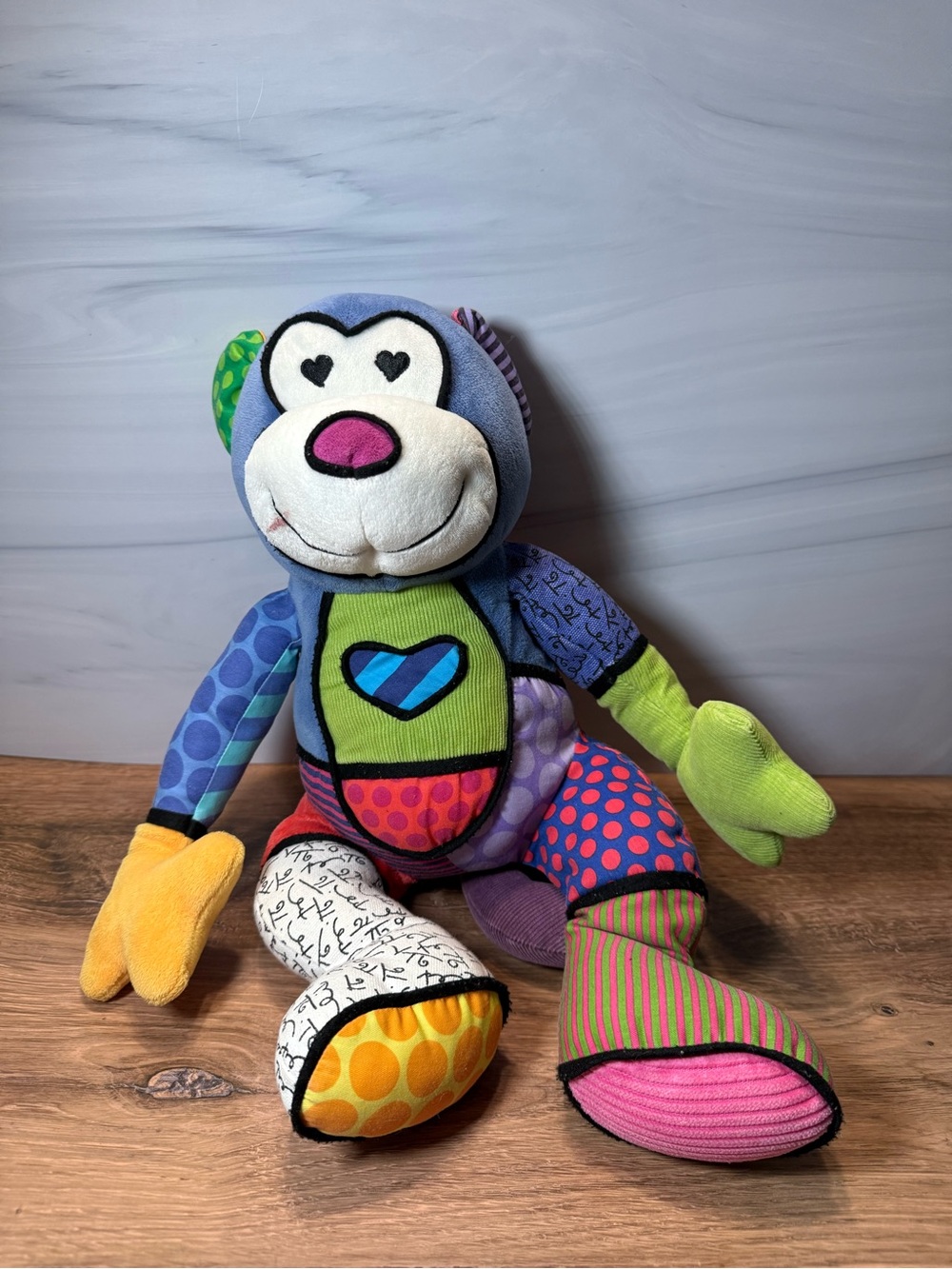 Romero Britto Matisse the Monkey Plush Enesco Pop Art Stuffed Animal
